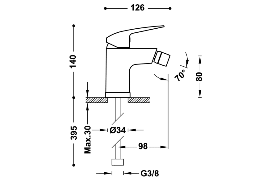 Grifo de bidé Base Plus Tres croquis 2