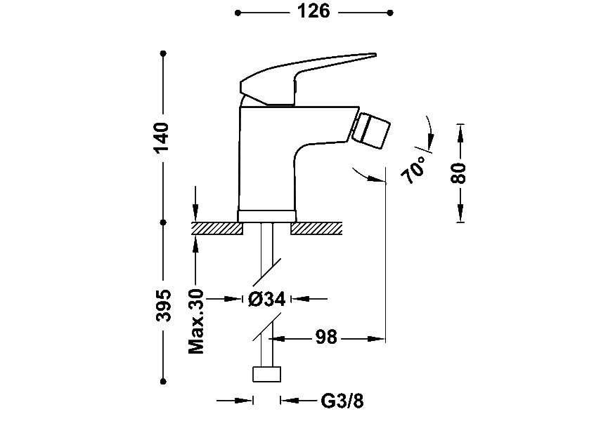 Grifo de bidé Base Plus Tres croquis 1