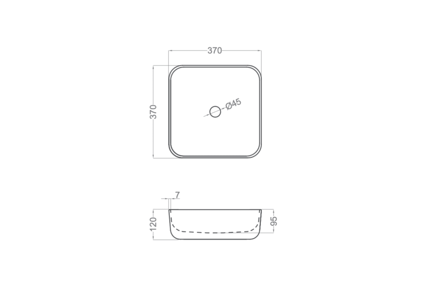Lavabo sobre encimera Corinto Coycama croquis 4