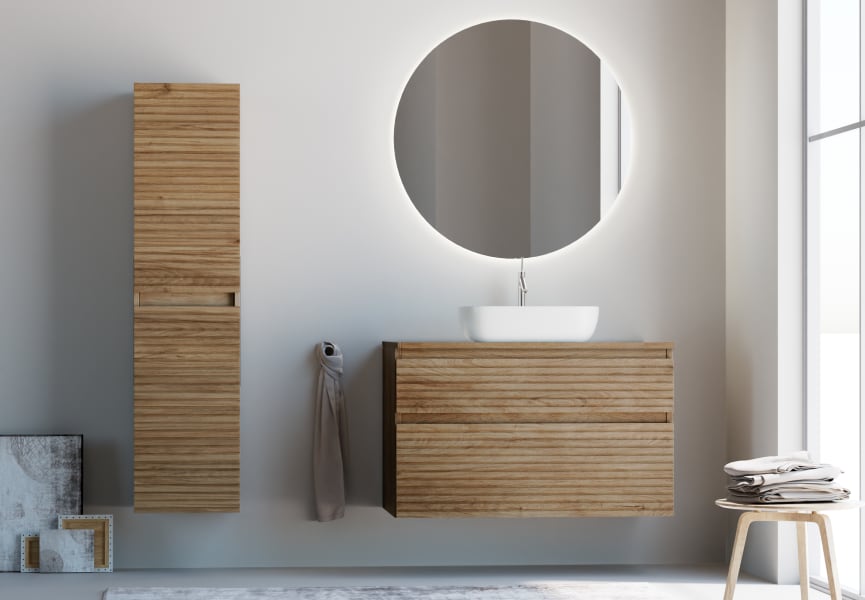Mueble de baño moderno de madera maciza Alpes 1 Bruntec principal 0