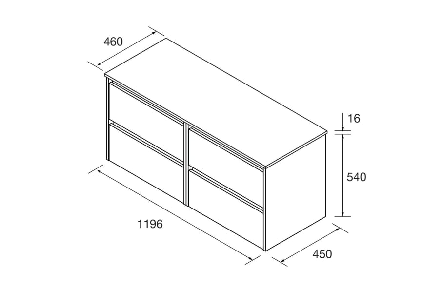 Conjunto mueble de baño con encimera de madera Noja Salgar croquis 12