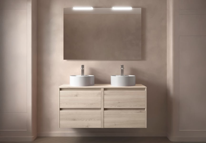 Conjunto mueble de baño con encimera de madera Noja Salgar principal 1