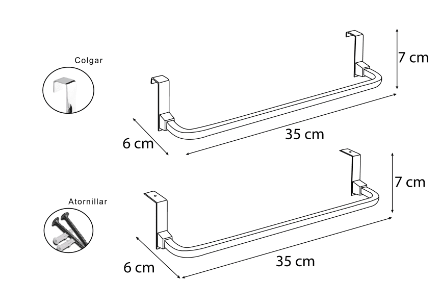 Toallero para mueble de baño 501 Bruntec croquis 2