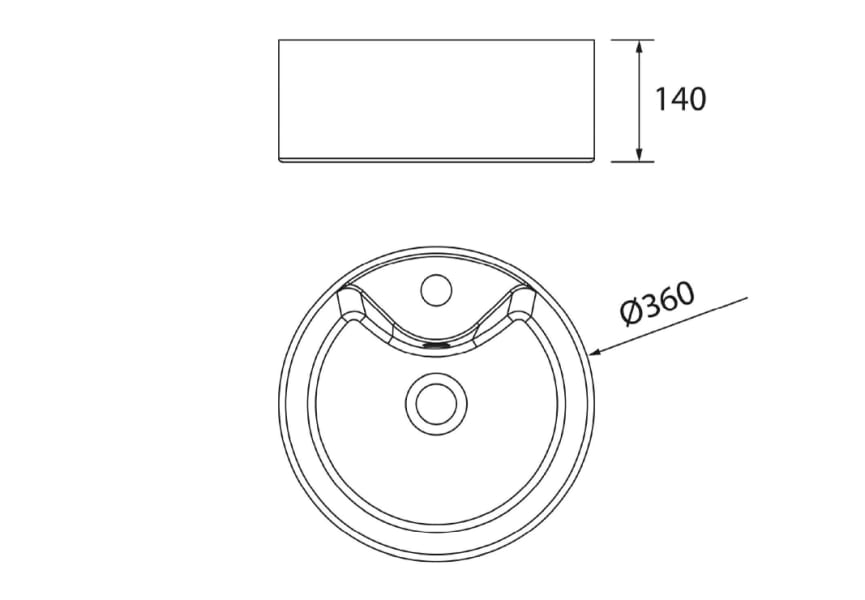 Conjunto mueble de baño Kira Salgar con lavabo sobre encimera croquis 18