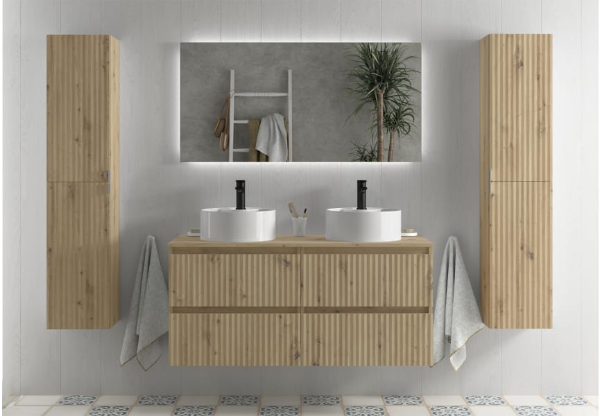 Conjunto mueble de baño Kira Salgar con lavabo sobre encimera principal 1