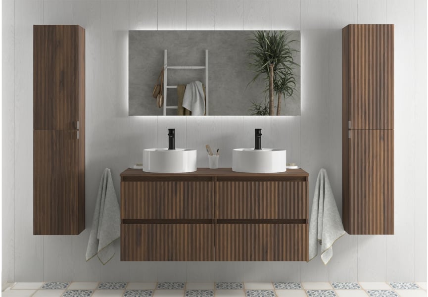 Conjunto mueble de baño Kira Salgar con lavabo sobre encimera principal 2
