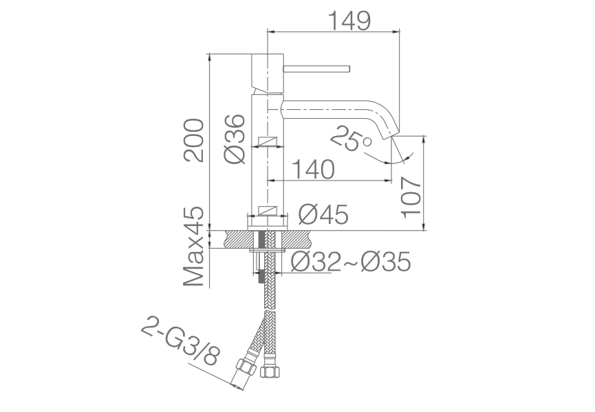 Grifo negro mate empotrado de lavabo Monza IMEX