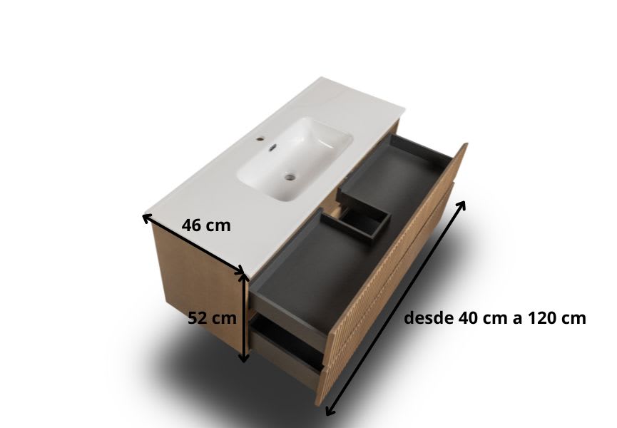 Conjunto de mueble de baño de madera maciza Alpes Bruntec croquis 9