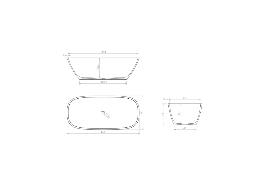 Bañera exenta Stella Bruntec croquis 1