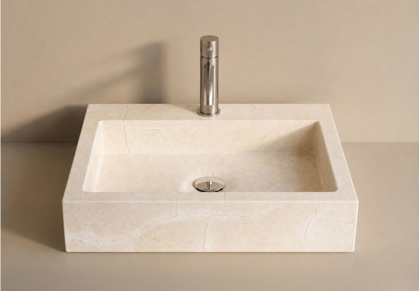 Lavabo de mármol natural Escuadra Bruntec ambiente 2