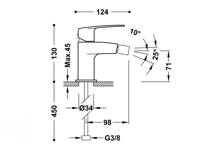 Grifo de bidé Flat Tres croquis 1