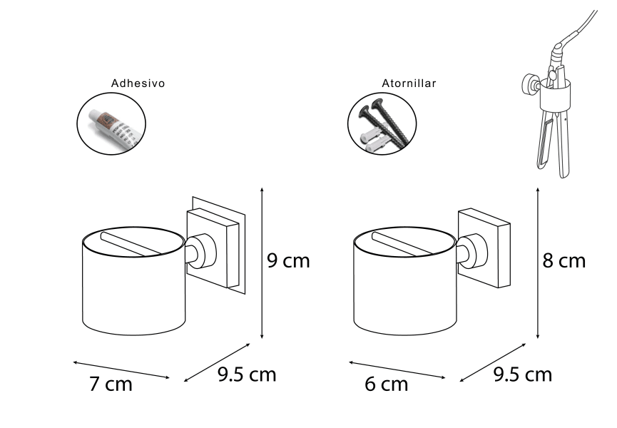 Soporte de plancha de baño 501 Bruntec croquis 1