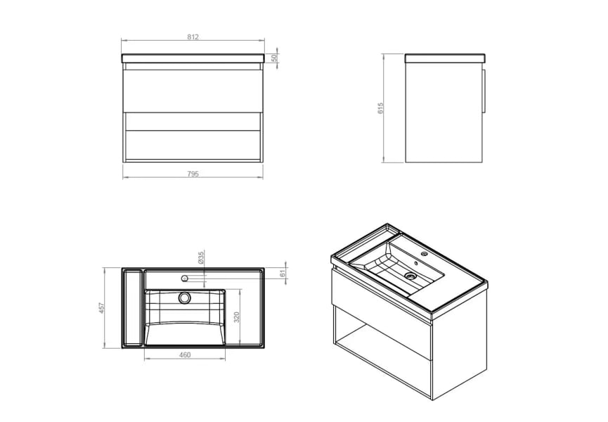 Conjunto mueble de baño BBEST Cosmic croquis 9