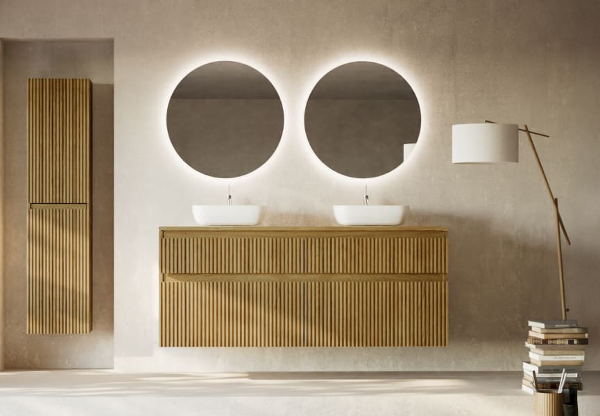 Mueble de baño madera maciza ranurada Alpes 9 Bruntec principal 1
