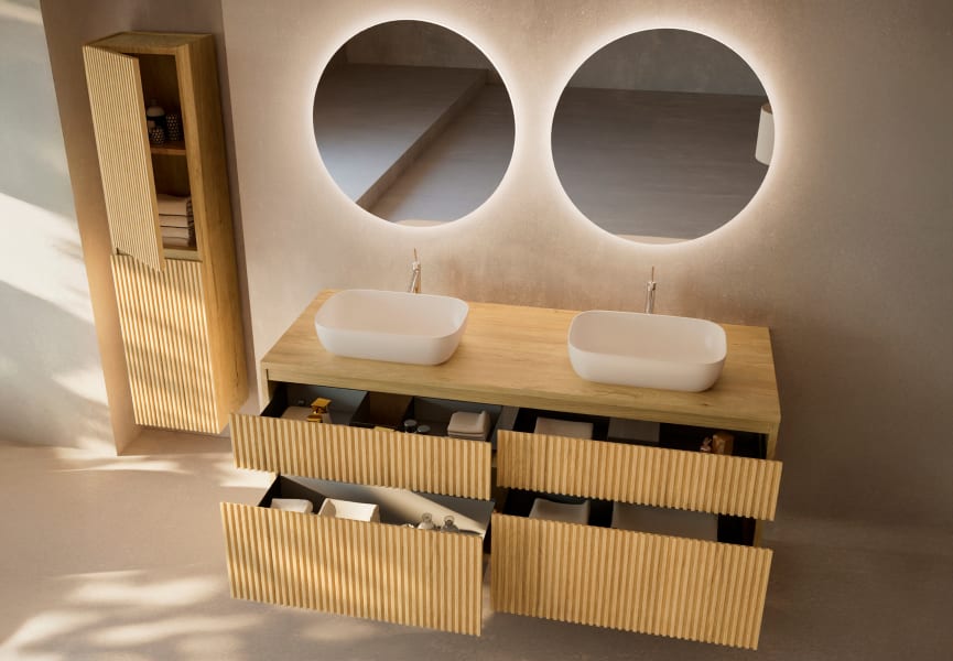 Mueble de baño con encimera de madera Alpes 9 Bruntec detalle 6