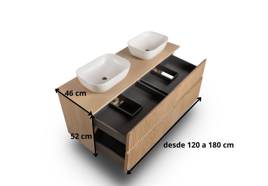 Mueble de baño con encimera de madera Alpes 9 Bruntec croquis 8