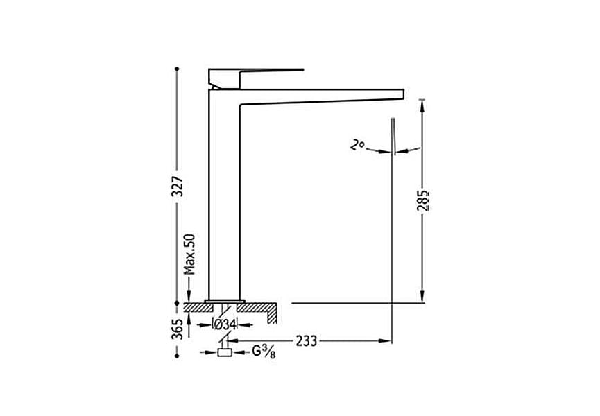 Grifo de lavabo Slim Exclusive XXL Tres croquis 4