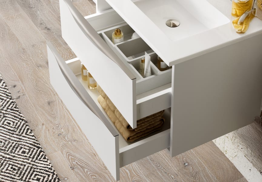 Mueble de baño con encimera de madera Landes Coycama detalle 4