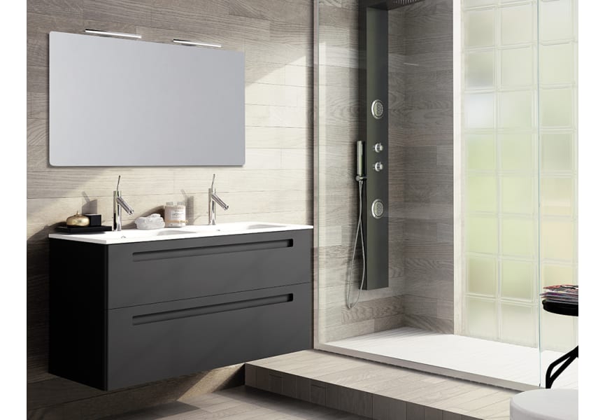 Mueble de baño de 81 cm con dos cajones y lavabo incluido de acabado Blanco  Brillo
