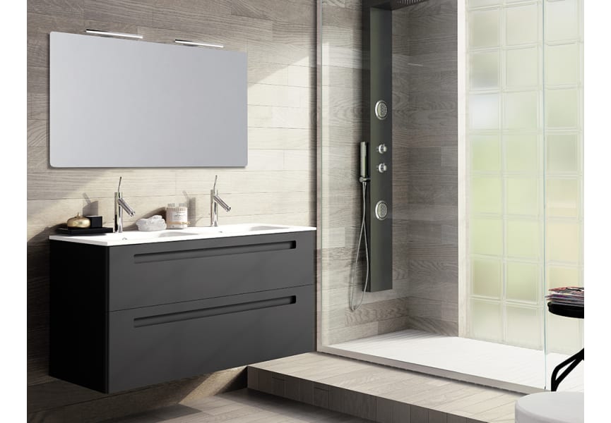 Lavabo Encimera Línea 120 cm 2 Senos para Mueble de Baño