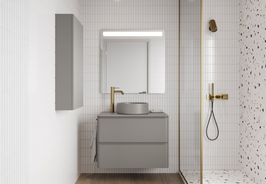 Mueble de baño con encimera arena de resina Dai Top Royo ambiente 7
