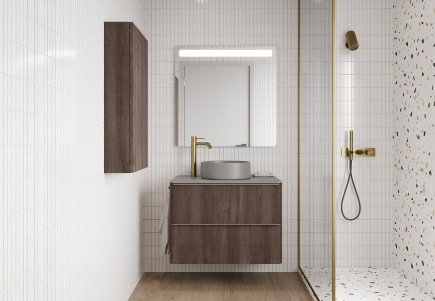 Mueble de baño con encimera arena de resina Dai Top Royo ambiente 8