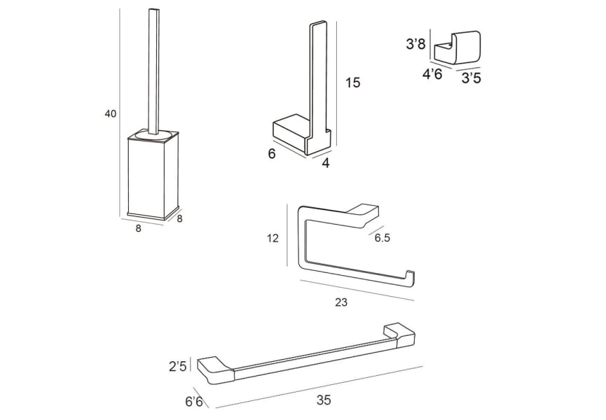 Conjunto de accesorios de baño Yass Manillons Torrent croquis 6