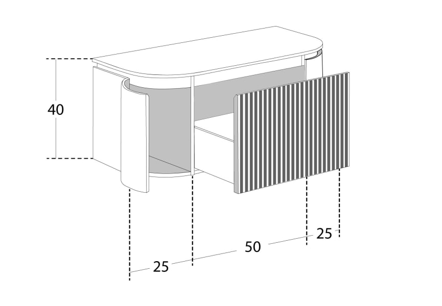 Mueble de baño 100 cm madera maciza de fresno con encimera de madera Evo Curve Bruntec croquis 7