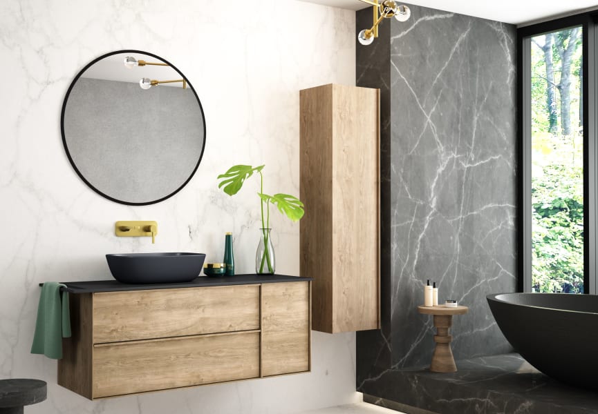 Mueble de baño Oslo con encimera de madera Coycama principal 1