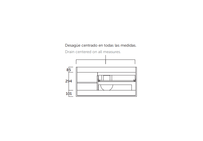 Mueble de baño Oslo con encimera de madera Coycama croquis 2