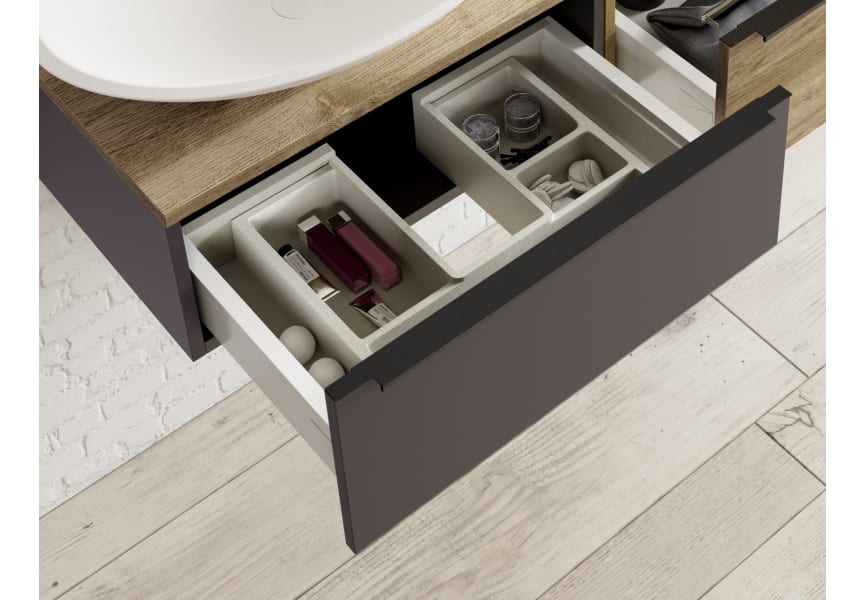 Mueble de Baño al Suelo con Lavabo Cerámico 2 cajones con Cierre  Amortiguado y Organizador 60 cm Roble Natural