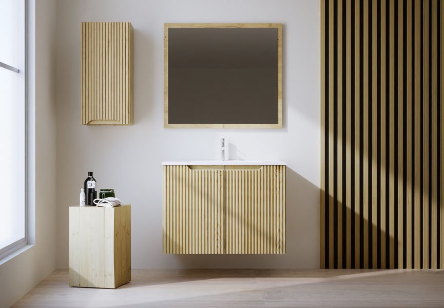 Conjunto de mueble de baño de madera maciza Alpes 14 Bruntec principal 1