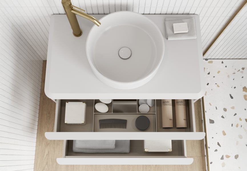 Mueble de baño con encimera blanca de resina Dai Top Royo detalle 2