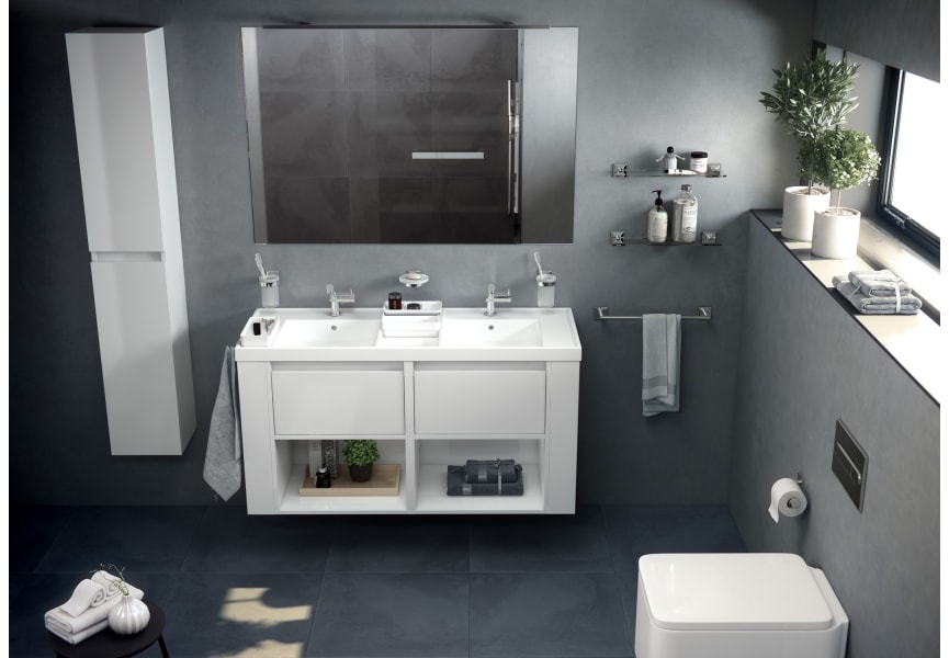 Accesorios de baño serie Duo Square cromo de Bath+ (Adhesivos)