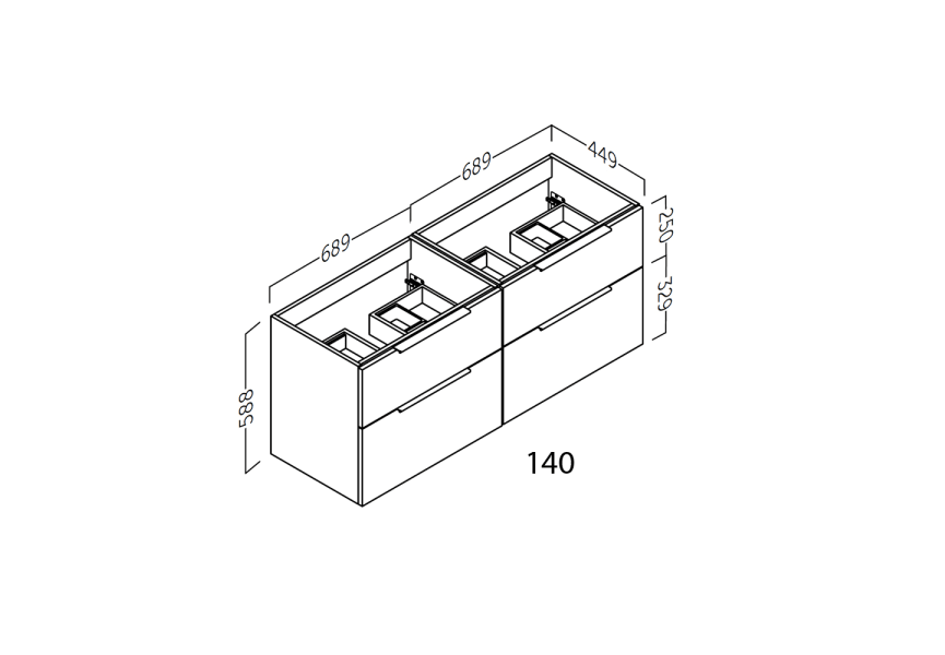 Mueble de baño con encimera de madera Galsaky Coycama croquis 5