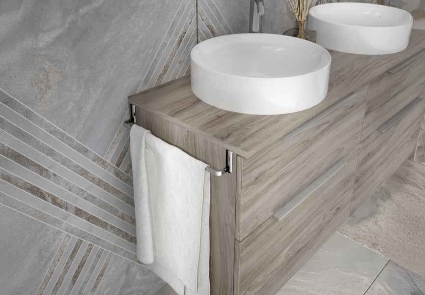 Mueble de baño con encimera de madera Galsaky Coycama detalle 2