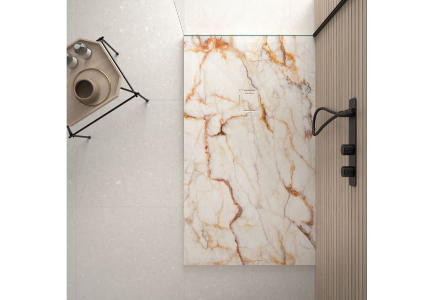 Platos de ducha de resina decorados Stone 3D Mármol Bruntec opción 17