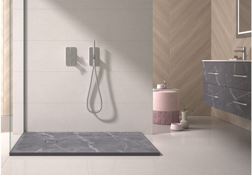 Platos de ducha de resina decorados Stone 3D Mármol Bruntec ambiente 10