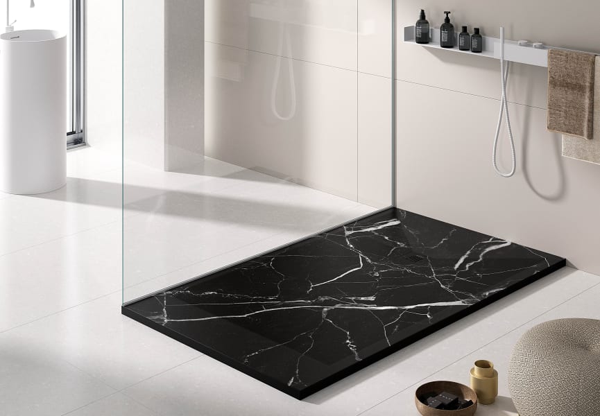 Platos de ducha de resina decorados Stone 3D Mármol Bruntec opción 15