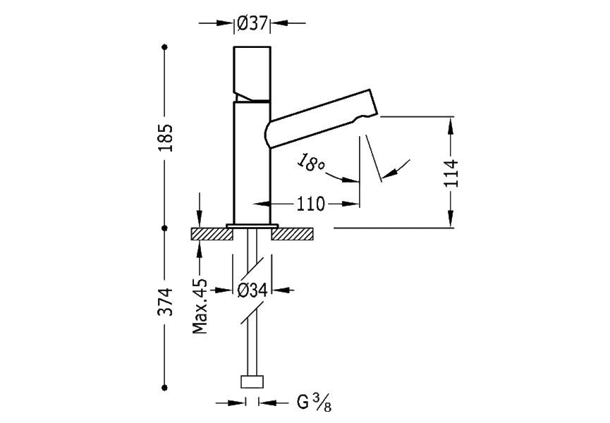 Grifo de lavabo Max Tres croquis 1