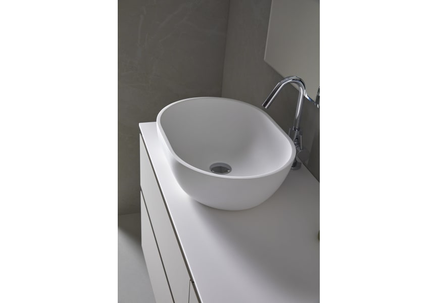 Mueble ,encimera lacada y lavabo sobre encimera Nice Blanco