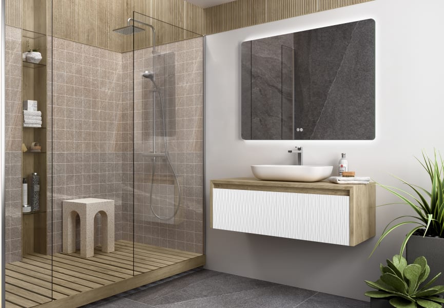 Mueble de baño Lambda con encimera de madera Coycama principal 4