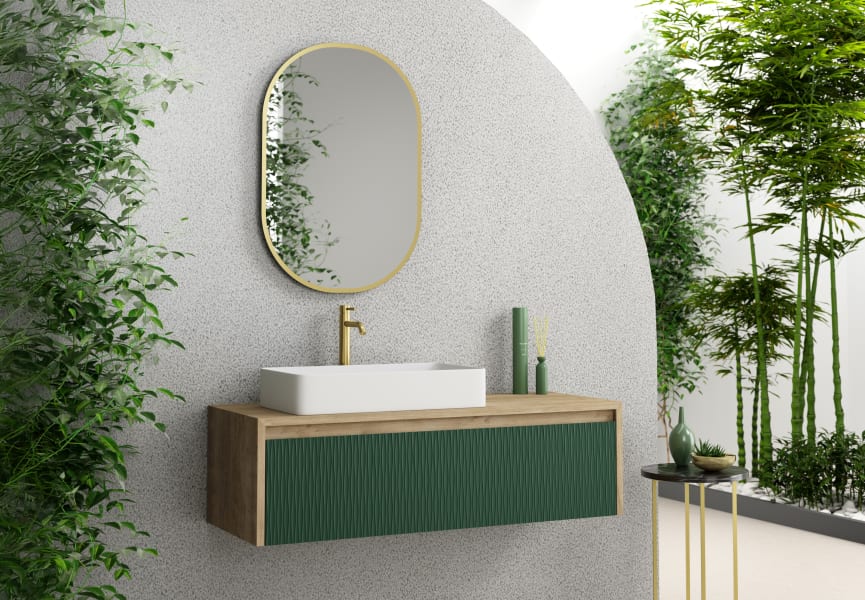 Mueble de baño Lambda con encimera de madera Coycama principal 3