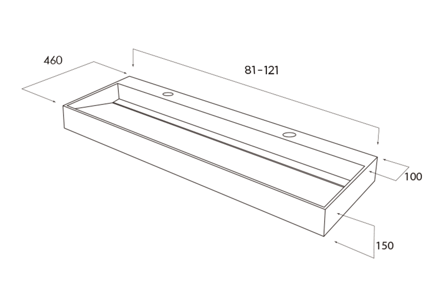 Lavabo de baño suspendido Quarter de Art and Bath croquis 2