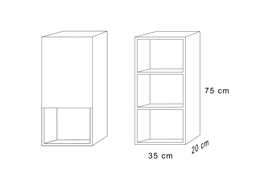 Columna de baño Lia Bruntec con 1 puerta y repisa croquis 16