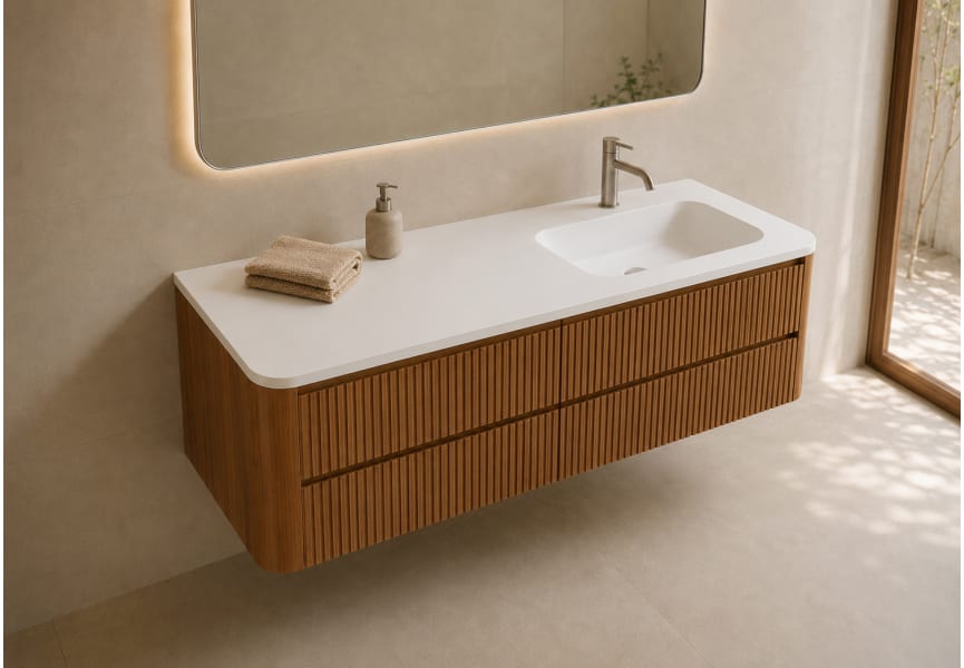 Conjunto de mueble de baño con lavabo Solid Surface Duna Bruntec detalle 11