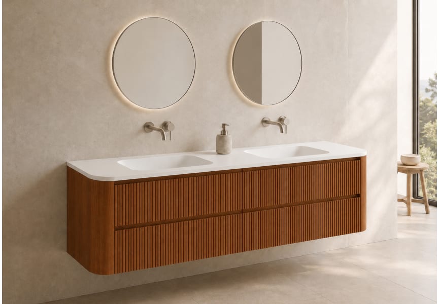 Conjunto de mueble de baño con lavabo Solid Surface Duna Bruntec principal 4