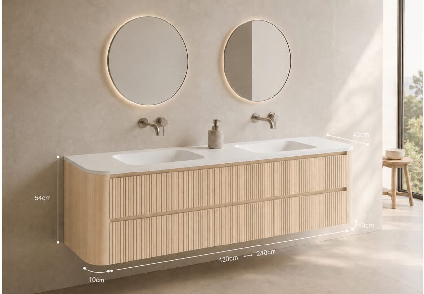 Conjunto de mueble de baño con lavabo Solid Surface Duna Bruntec croquis 16