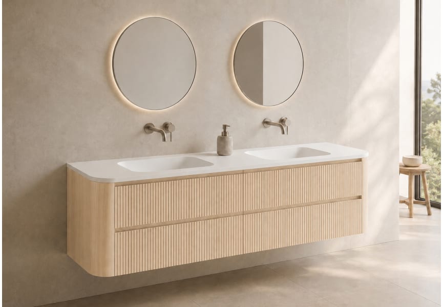 Conjunto de mueble de baño con lavabo Solid Surface Duna Bruntec principal 2