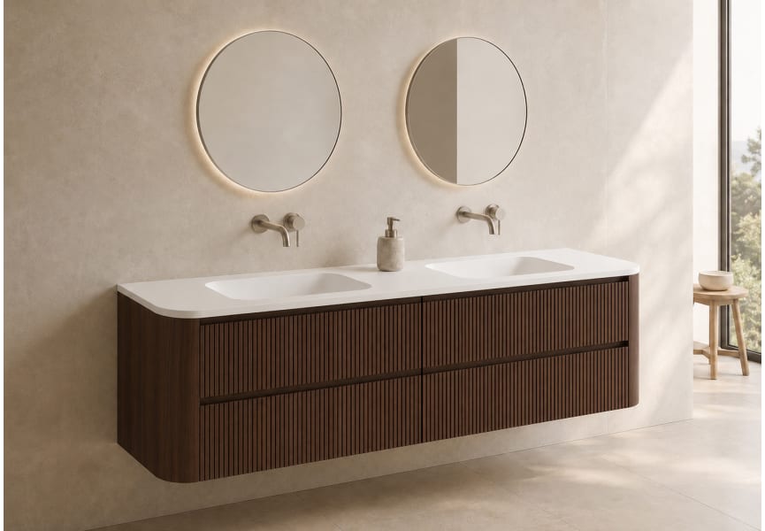 Conjunto de mueble de baño con lavabo Solid Surface Duna Bruntec principal 6